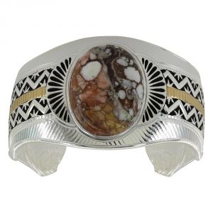 Montana Silversmiths Two Tone Trails and Stars Cuff Bracelet (BC3359YG)